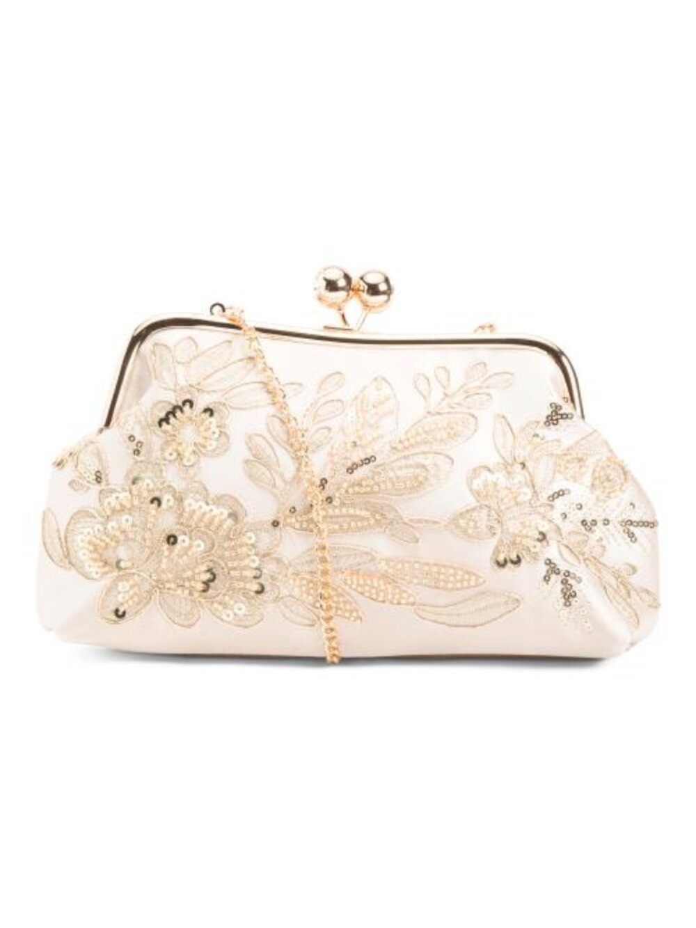 ALESSIA BIANCHI Satin Embroidered Clutch With Shoulder Strap